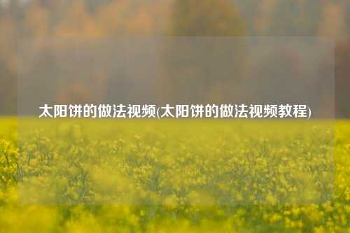 太阳饼的做法视频(太阳饼的做法视频教程)