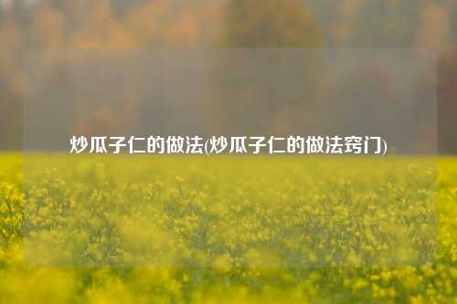 炒瓜子仁的做法(炒瓜子仁的做法窍门)