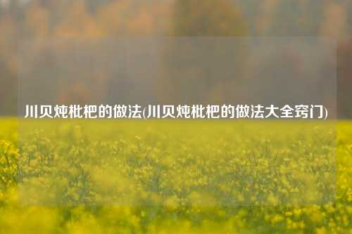 川贝炖枇杷的做法(川贝炖枇杷的做法大全窍门)