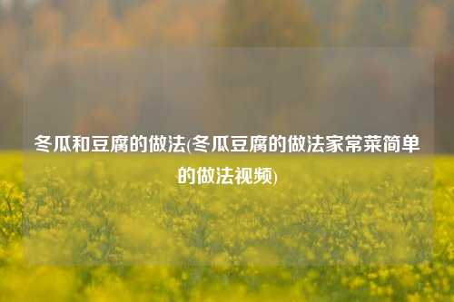 冬瓜和豆腐的做法(冬瓜豆腐的做法家常菜简单的做法视频)